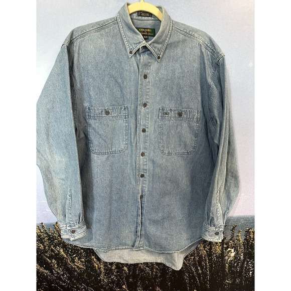 Vtg Colours By Alexander‎ Julian Shirt Medium Blue Denim Button Down - Picture 1 of 6